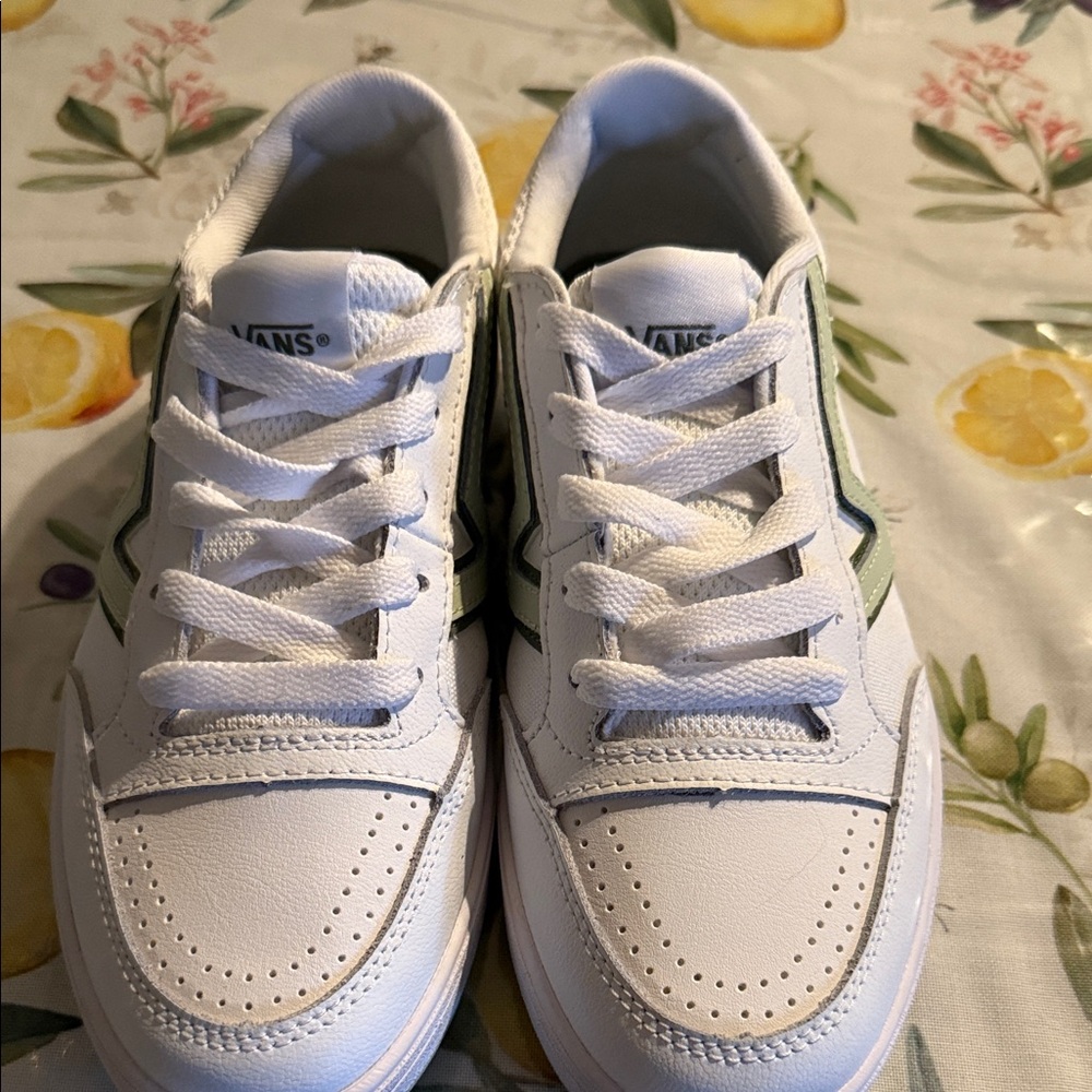 Vans Kids White and Green Sneakers